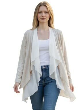 Pebble and Stone Beige Waterfall Cardigan